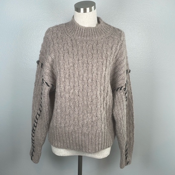 dh New York Zigzag Chunky Knit Sweater baby alpaca blend relaxed fit medium - Picture 3 of 8